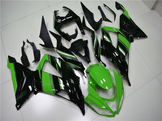 Carenado Moto Kawasaki ZX6R 2013-2018 - Verde Negro Brillante Asequibles