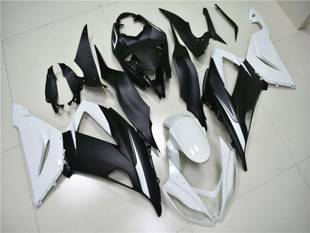 Carenados ABS Kawasaki ZX6R 2013-2018 - Blanco Negro Mate Asequibles