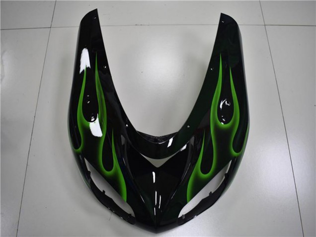 Carenados Moto Kawasaki ZX10R 2006-2007 - Negro Brillante Verde Llama Asequibles