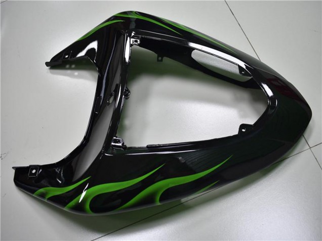 Carenados Moto Kawasaki ZX10R 2006-2007 - Negro Brillante Verde Llama Asequibles