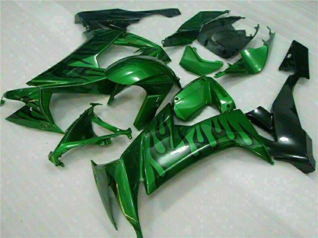 Carenados Moto Kawasaki ZX10R 2008-2010 - Negro Brillante Verde Llama Asequibles