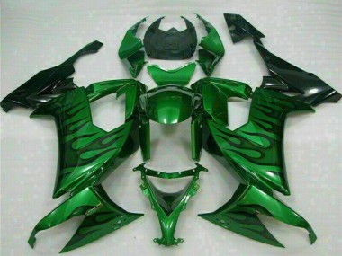 Carenados Moto Kawasaki ZX10R 2008-2010 - Negro Brillante Verde Llama Asequibles
