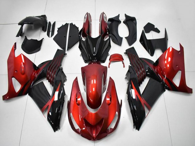 Carenados Moto Kawasaki ZX14R ZZR1400 2006-2011 - Rojo Negro Asequibles