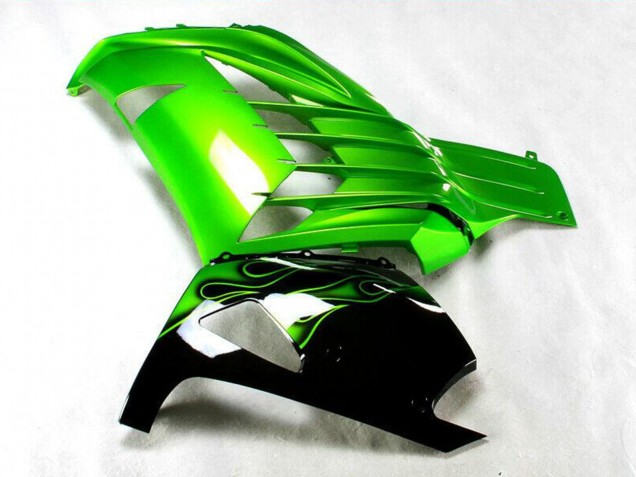 Carenado Moto Kawasaki ZX14R ZZR1400 2012-2024 - Verde Negro Brillante Asequibles