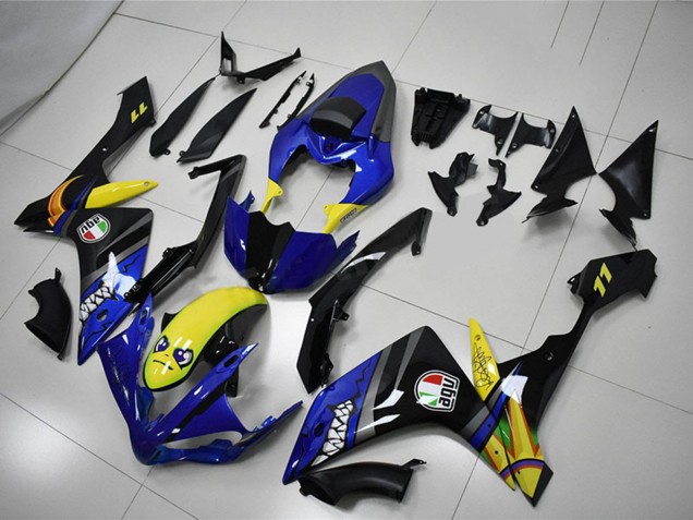 Carenados Moto Yamaha YZF R1 2007-2008 - Azul Amarillo Negro Tiburón Asequibles