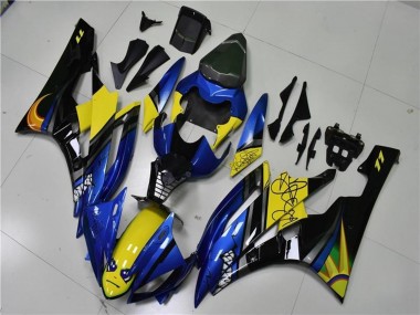Carenados Moto Yamaha YZF R6 2006-2007 - Azul Amarillo Negro Brillante Tiburón Asequibles