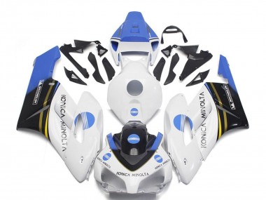 Carenados Moto Honda CBR1000RR 2004-2005 - Blanco Azul Claro Negro Brillante Konica Minolta Asequibles