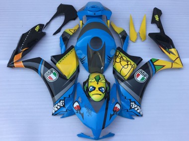 Carenados Moto Honda CBR1000RR 2012-2016 - Azul Amarillo Negro Brillante Tiburón Teeth Asequibles
