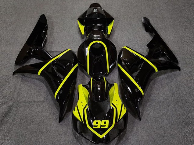 Carenado Moto Honda CBR1000RR 2006-2007 - Negro Brillante Alta Visibilidad Amarillo 99 Asequibles