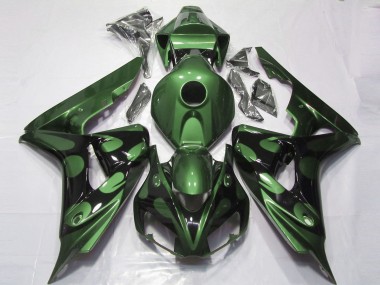 Carenados Moto Honda CBR1000RR 2006-2007 - Verde Negro Brillante Llama Asequibles