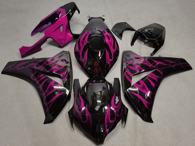 Carenados Moto Honda CBR1000RR 2008-2011 - Negro Brillante Rosa Llama Asequibles