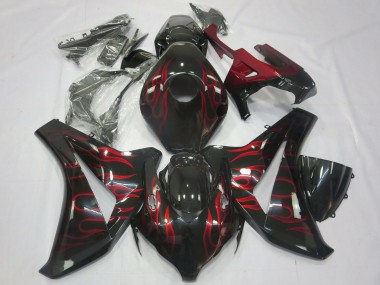 Carenados Moto Honda CBR1000RR 2008-2011 - Negro Brillante Rojo Llama Asequibles