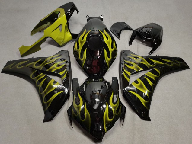 Carenados Moto Honda CBR1000RR 2008-2011 - Negro Brillante Oro Llama Asequibles