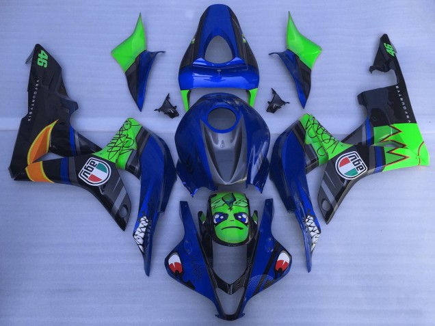 Carenados Moto Honda CBR600RR 2007-2008 - Azul Verde Negro Brillante Tiburón Asequibles