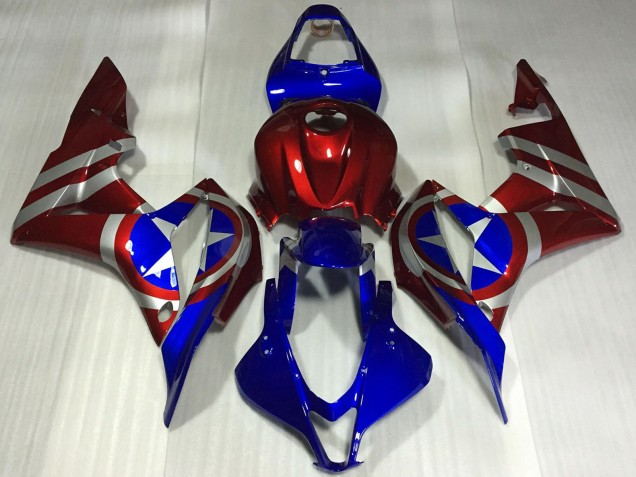 Carenados Moto Honda CBR600RR 2007-2008 - Rojo Plata Azul Captain America Asequibles