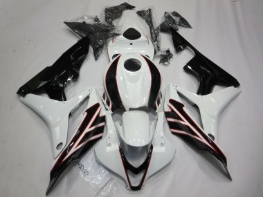 Carenados Moto Honda CBR600RR 2007-2008 - Blanco Negro Brillante OEM Estilo Asequibles