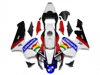 Carenado Moto Honda CBR600RR 2003-2004 - Blanco Rojo Azul Negro Brillante EuroBet Asequibles