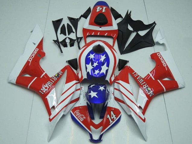 Carenados Moto Honda CBR600RR 2007-2008 - Blanco Rojo Azul Star Geico 14 Asequibles