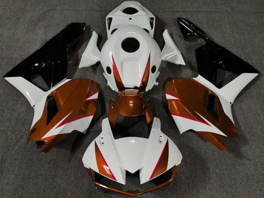 Carenados Moto Honda CBR600RR 2013-2023 - Blanco Naranja Oscuro Negro Brillante Asequibles