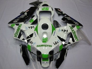 Carenados Moto Honda CBR600RR 2003-2004 - Blanco Verde Negro Brillante Hannspree Asequibles
