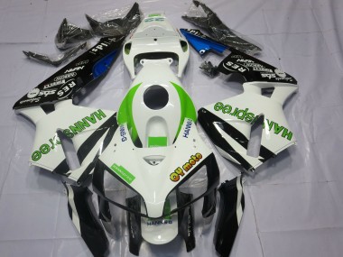 Carenados Moto Honda CBR600RR 2005-2006 - Blanco Verde Negro Brillante HannSpree Asequibles