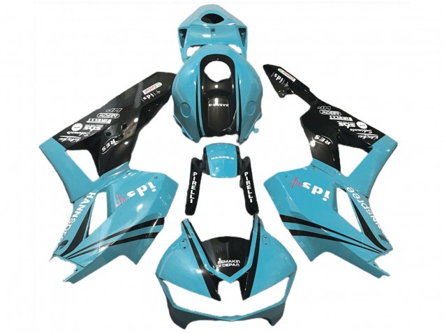 Carenados Moto Honda CBR600RR 2013-2023 - Azul Claro Negro Brillante Asequibles