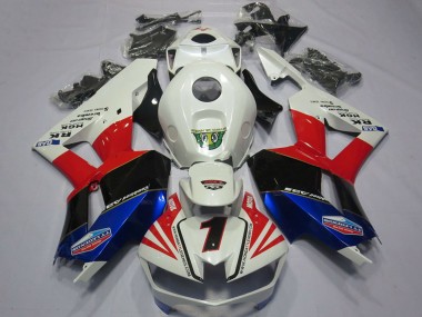 Carenados Moto Honda CBR600RR 2013-2023 - Blanco Rojo Azul Negro Número 1 Asequibles