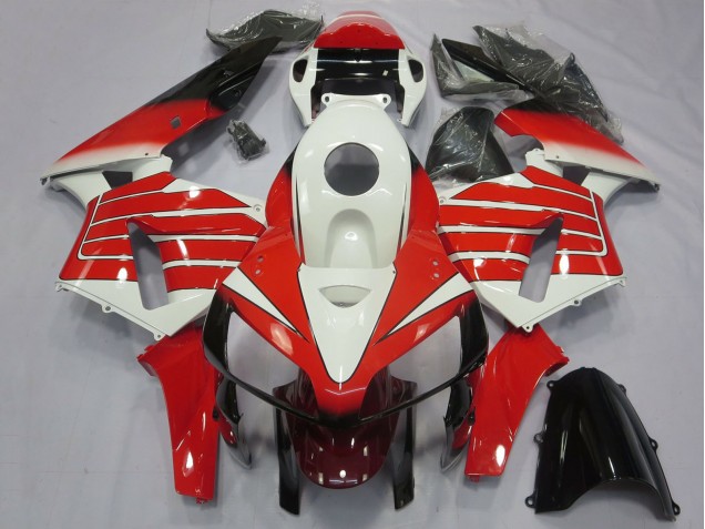 Carenados Moto Honda CBR600RR 2005-2006 - Blanco Rojo Negro Large Raya Asequibles