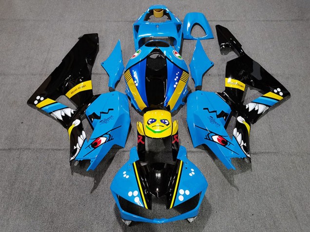 Carenados Moto Honda CBR600RR 2013-2023 - Azul Amarillo Negro Brillante Tiburón Asequibles