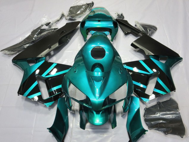 Carenados Moto Honda CBR600RR 2005-2006 - Azul Verdoso Negro Brillante Diseño Asequibles