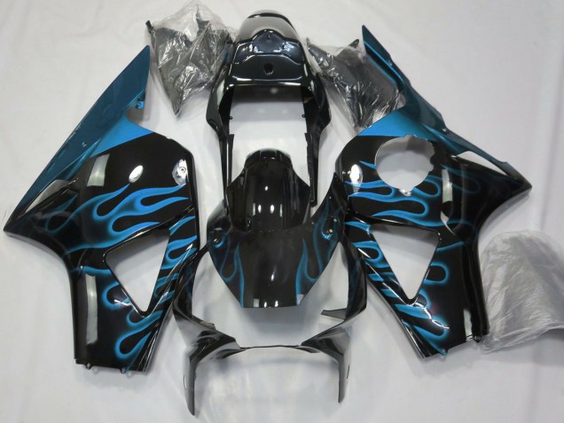 Carenados Moto Honda CBR954RR 2002-2003 - Negro Brillante Azul Claro Llama Asequibles