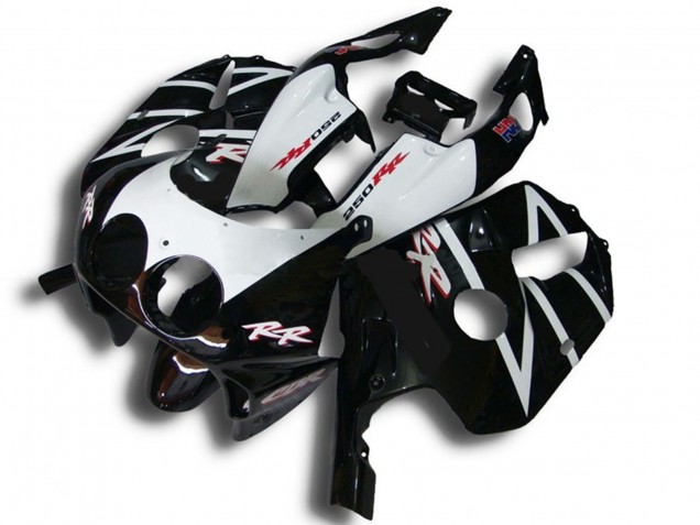 Carenados Moto Honda CBR250RR 1990-1998 - Negro Brillante Blanco RR Asequibles
