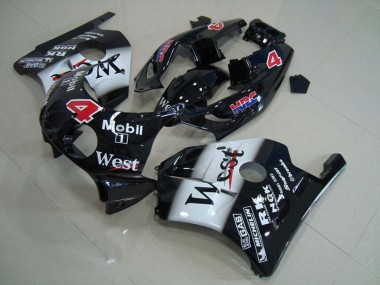 Carenados Moto Honda CBR250RR 1990-1998 - Negro Brillante Blanco West Mobil Asequibles