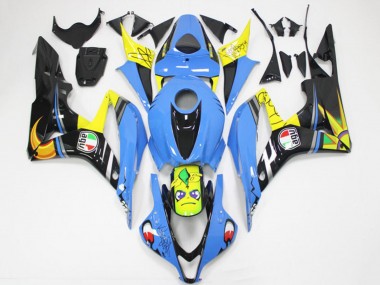 Carenados Moto Honda CBR600RR 2007-2008 - Azul Claro Amarillo Negro Brillante Tiburón Asequibles