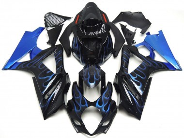 Carenados Moto Suzuki GSXR 1000 2007-2008 - Negro Brillante Azul Llama Asequibles
