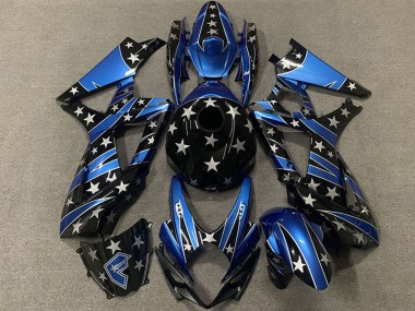 Carenados Moto Suzuki GSXR 1000 2007-2008 - Azul Negro Brillante Estrella Asequibles