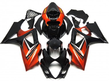 Carenados Moto Suzuki GSXR 1000 2007-2008 - Negro Brillante Naranja Asequibles