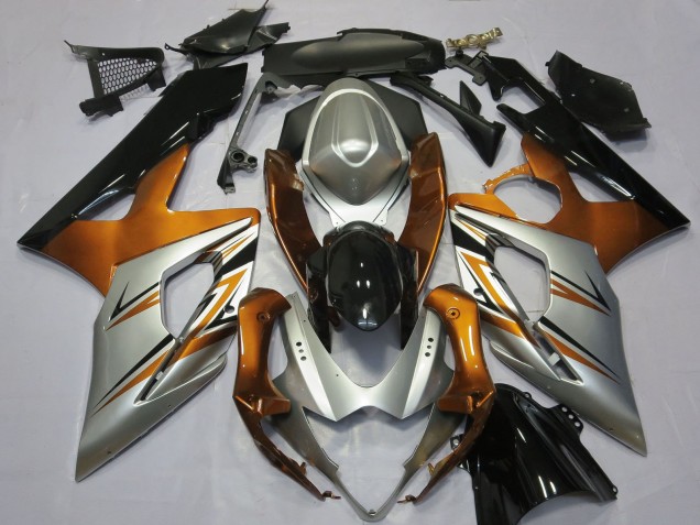 Carenados Moto Suzuki GSXR 1000 2005-2006 - Naranja Plata Negro Brillante Asequibles