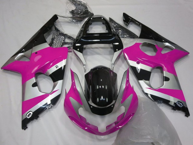 Carenados Moto Suzuki GSXR 1000 2000-2002 - Rosa Plata Negro Brillante OEM Estilo Asequibles