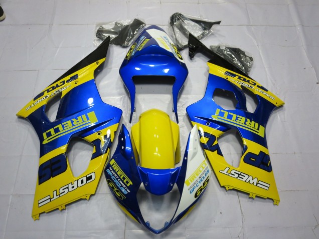 Carenados Moto Suzuki GSXR 1000 2003-2004 - Azul Amarillo Negro Pirelli Asequibles