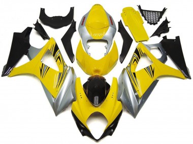 Carenados Moto Suzuki GSXR 1000 2007-2008 - Amarillo Plata Negro OEM Estilo Asequibles