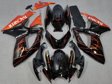 Carenados Moto Suzuki GSXR 600 / GSXR 750 2006-2007 - Negro Brillante Naranja Bacardi Asequibles