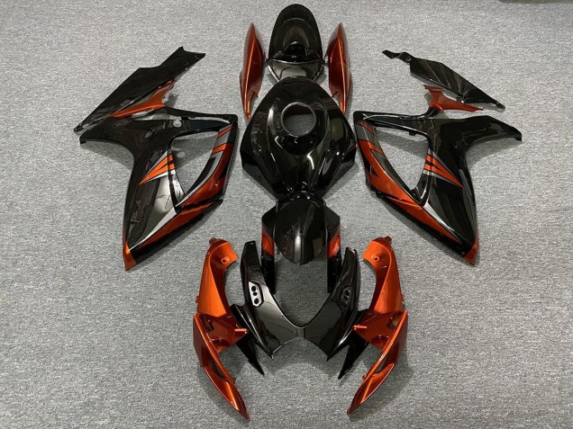 Carenados Moto Suzuki GSXR 600 / GSXR 750 2006-2007 - Negro Brillante Naranja Asequibles