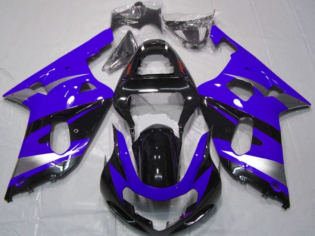 Carenados Moto Suzuki GSXR 600 / GSXR 750 2001-2003 - Azul Plata Negro Brillante OEM Estilo Asequibles