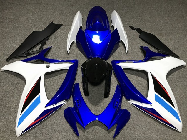Kits Carenado Moto Suzuki GSXR 600 / GSXR 750 2006-2007 - Blanco Azul Negro Brillante Asequibles
