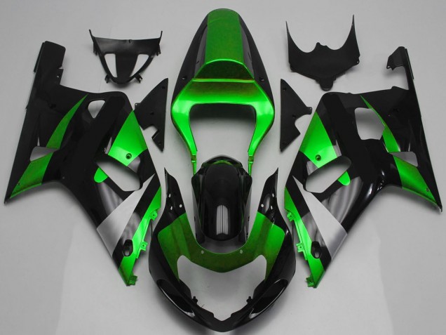 Carenado Moto Suzuki GSXR 600 / GSXR 750 2001-2003 - Verde Plata Negro Brillante Asequibles