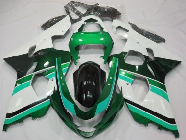 Carenados Moto Suzuki GSXR 600 / GSXR 750 2004-2005 - Verde Brillante Verde Blanco Asequibles