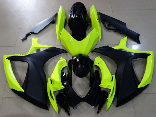 Carenados Moto Suzuki GSXR 600 / GSXR 750 2006-2007 - Neon Amarillo Negro Brillante Negro Mate Asequibles