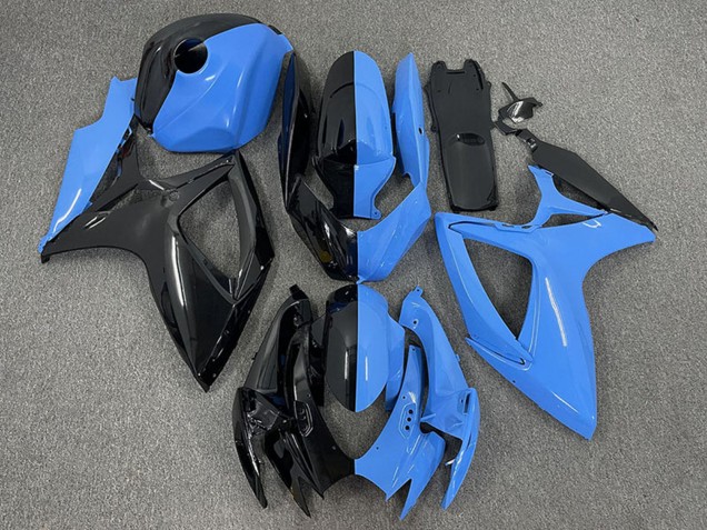 Carenados Moto Suzuki GSXR 600 / GSXR 750 2006-2007 - Negro Brillante Azul Dividir Asequibles