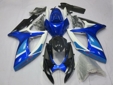 Carenado Moto Suzuki GSXR 600 / GSXR 750 2006-2007 - Blanco Azul Negro Brillante Asequibles